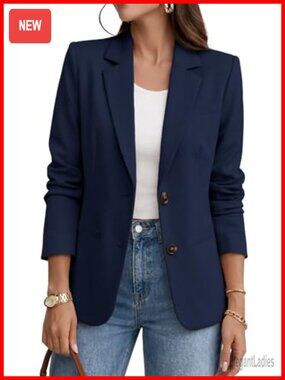 Women's Business Casual Blazer Long Sleeve Office Suit Jacket Slim Fit